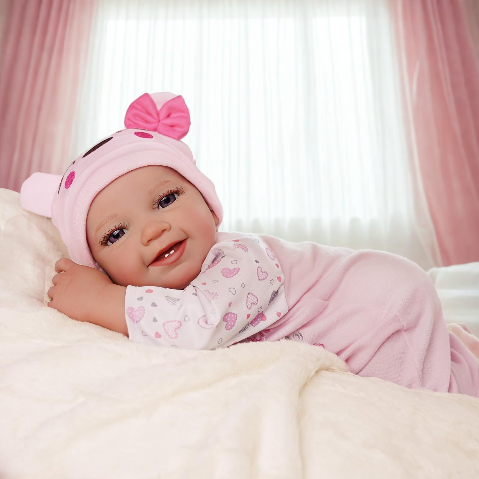 BABESIDE Muñecas Realistas para Bebés Recién Nacidos de 20 Pulgadas Cuerpo Suave Muñeca Recién Nacida de la Vida Real Niña Encantadora Despierta con Caja de Regalo | Cuerpo de tela suave, ojos abiertos, pelo pintado a mano, accesorios incluidos, regalo pa