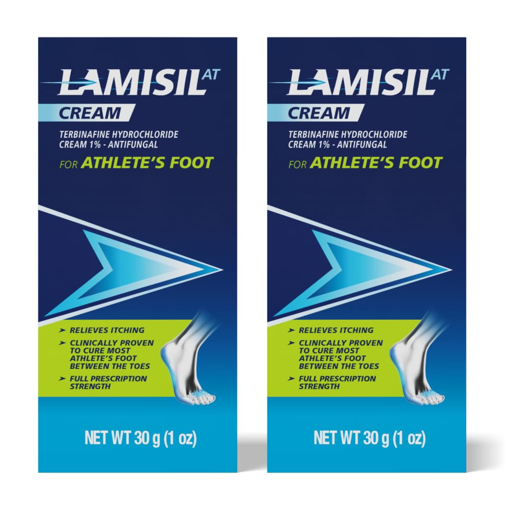 Lamisil 1 Week Athlete’s Foot Treatment, Antifungal Cream with Terbinafine Hydrochloride 1%, Fast Symptom Relief & Prevents Recurrence, 1 oz (30 g) - 2PK