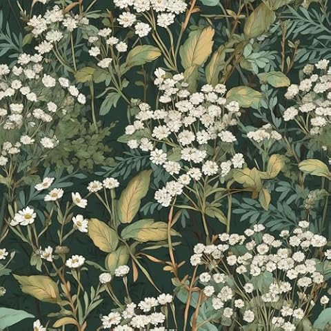 Jeweluck Floral Wallpaper Peel and Stick Wallpaper Vintage Floral Contact Paper 15.7inchx196.8inch Green Flower Wallpaper Daisy Removable Wallpaper Self Adhesive Wallpaper for Bedroom Decorative Cover