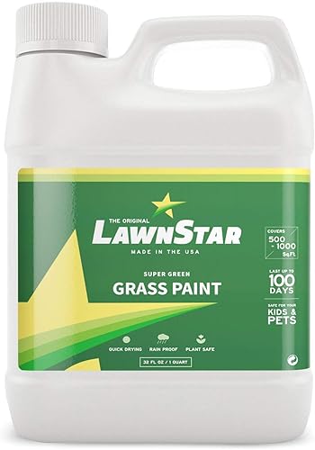 Lawn Star pintura para césped 32 fl oz - Devuelve el color verde al césped - La solución no tóxica para las restricciones de agua y las sequías -