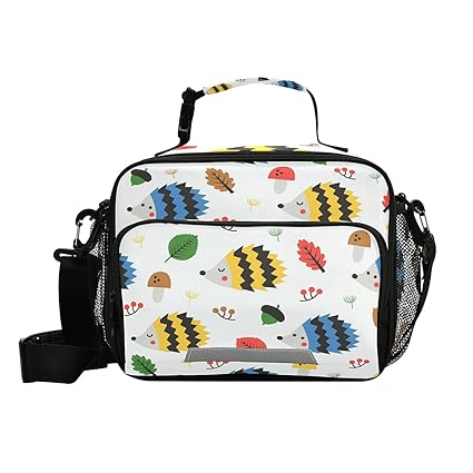 Lunch box Insulated Soft Lunch Bag Lunch Container Hedgehog Leaves Mushrooms Berry Plants for Office Work School Picnic Beach