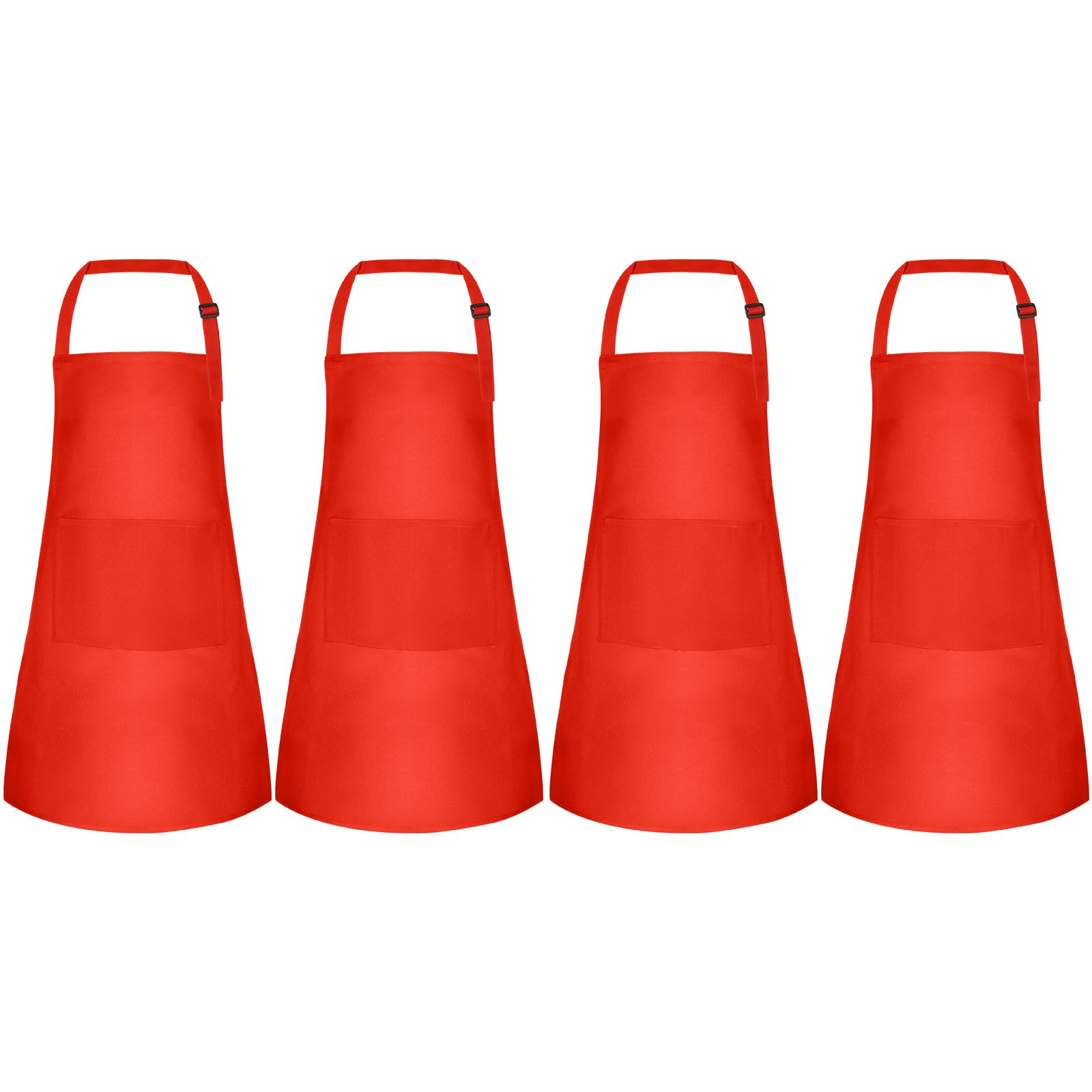 NACHLYNN 4 Pieces Kids Apron Adjustable Toddler Apron with 2 Pockets Kids Painting Aprons for Kids Painting Cooking Baking Crafts Activity (Red)