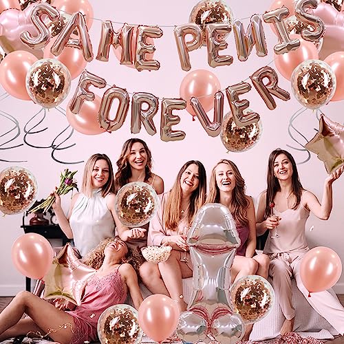 JGA Deko Frauen, Junggesellenabschied Frauen Dekoration Luftballons, Bride To Be Ballons Rosegold, mit Konfetti Luftballons Banner Folienballons für Bachelorette Abschied Party (Design A)