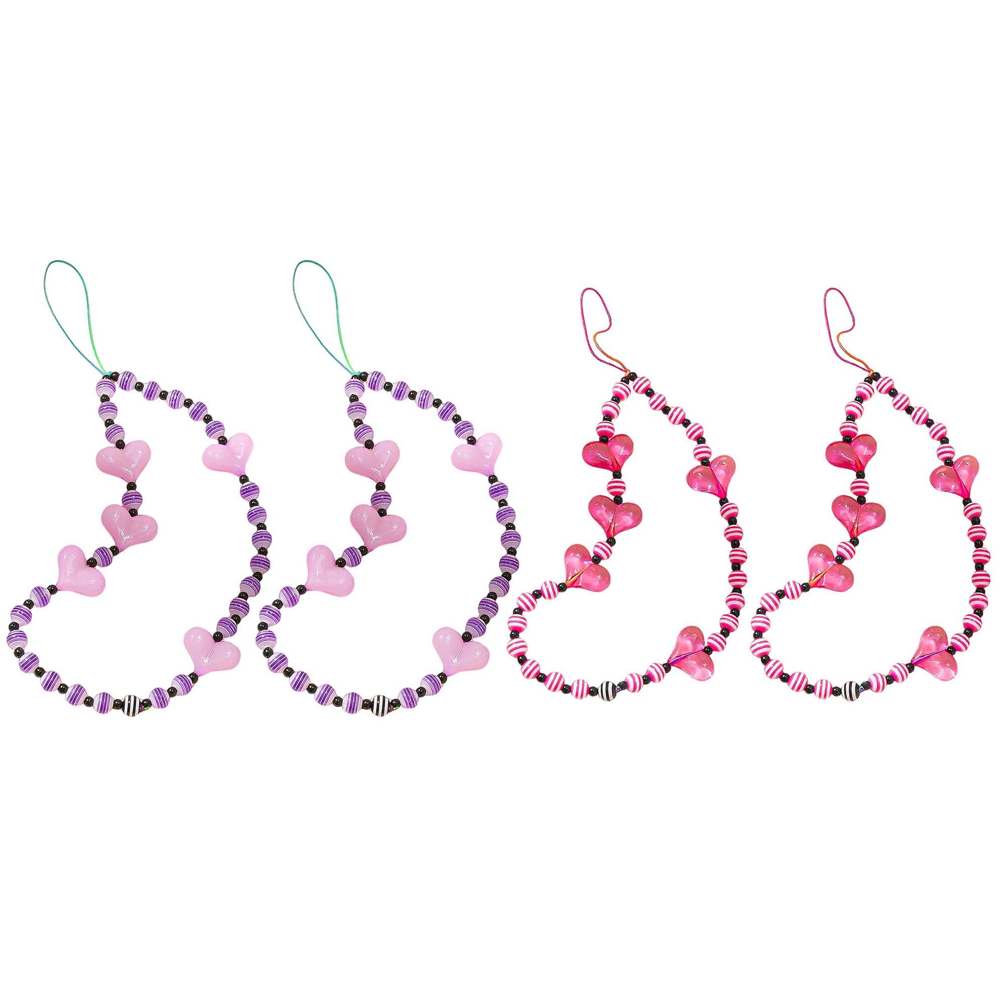 Staqlo 4PCS Handmade Heart Beads Phone Charm - Cute Colorful Phone Bracelet Lanyards and Wrist Straps zlax-2233