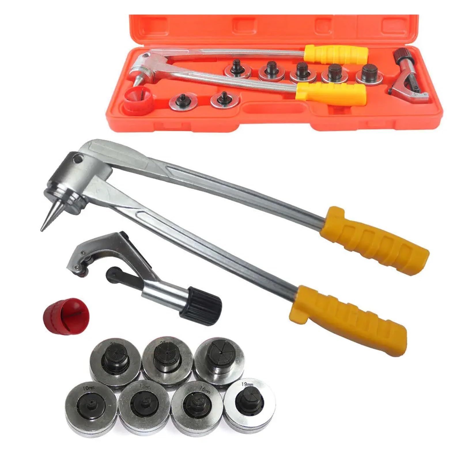 Expansor de tubos, Pipe Expander Tool With Tube Cutter 7 Heads 10-28mm Pipe Crimping Manual Pliers Metal Tube Expansion Tool Kit