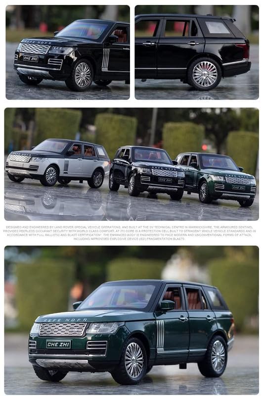 Image of Kids Model 1:24 Refender Die Cast Metal Car Pull Back Action Opening Doors with Realistic Engine Sound Lights Toy Car Gift for Boys - Green