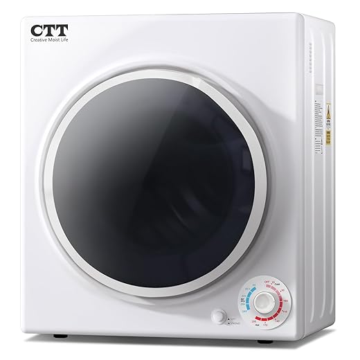CTT 3.5 Cu. Ft. Clothes Dryer, 1500W Electric Dryers for Clothes, 110V Electric Clothes Dryer with Stainless Steel Drumble for 13.2 lbs. with 4 Automatic Drying Modes (White)