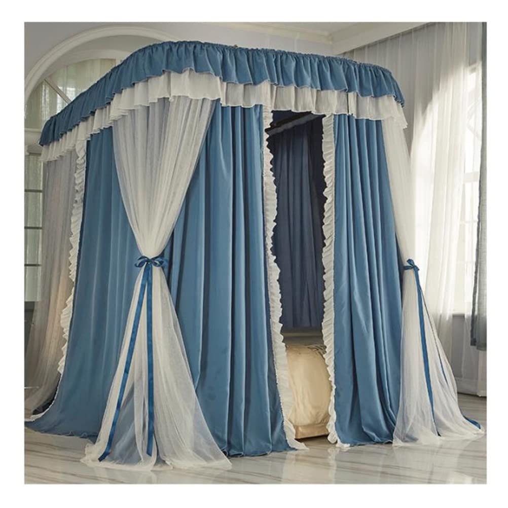 Mosquitera para cama doble azul cortina opaca dormitorio de niñas 180x220cm