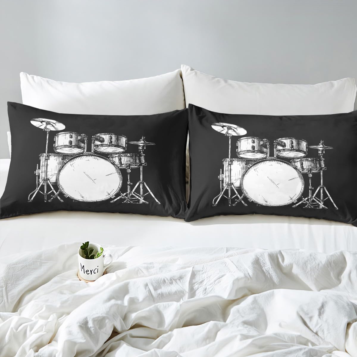 Drap Housse 120X190 Guitare 3D Notes De Musique Drap-Housse 120 X 190