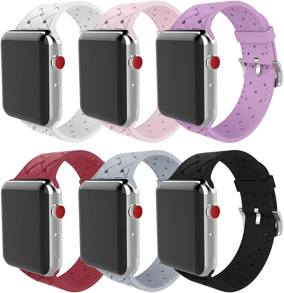 MITERV Watch Bands Compatible with Apple Watch 38mm 40mm 42mm 44mm Soft Silicone Weave Pattern iWatch Bands for Apple Watch Series 6/SE/5/4/3/2/1