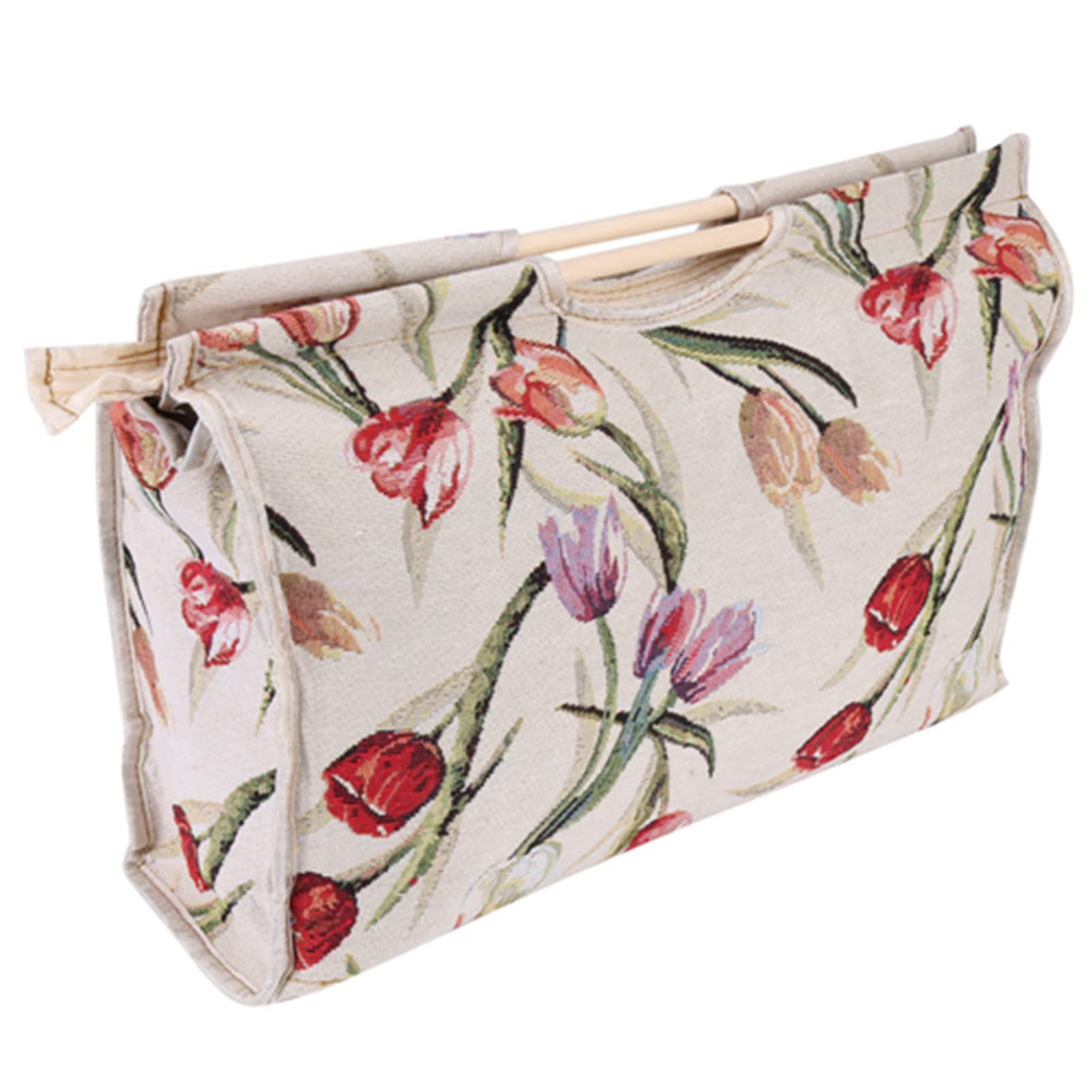 Wakects Kniting Igle Storage Bag Organizer Organizer Torka Narzędzia do Dzianinowego Uchwyt z Drewnianym Uchwytem i Zamkiem Zamkiem do Dziania Sewing Magazynki 16,5 X 11,8 X 4,3 Cala (Rose Jacquard)