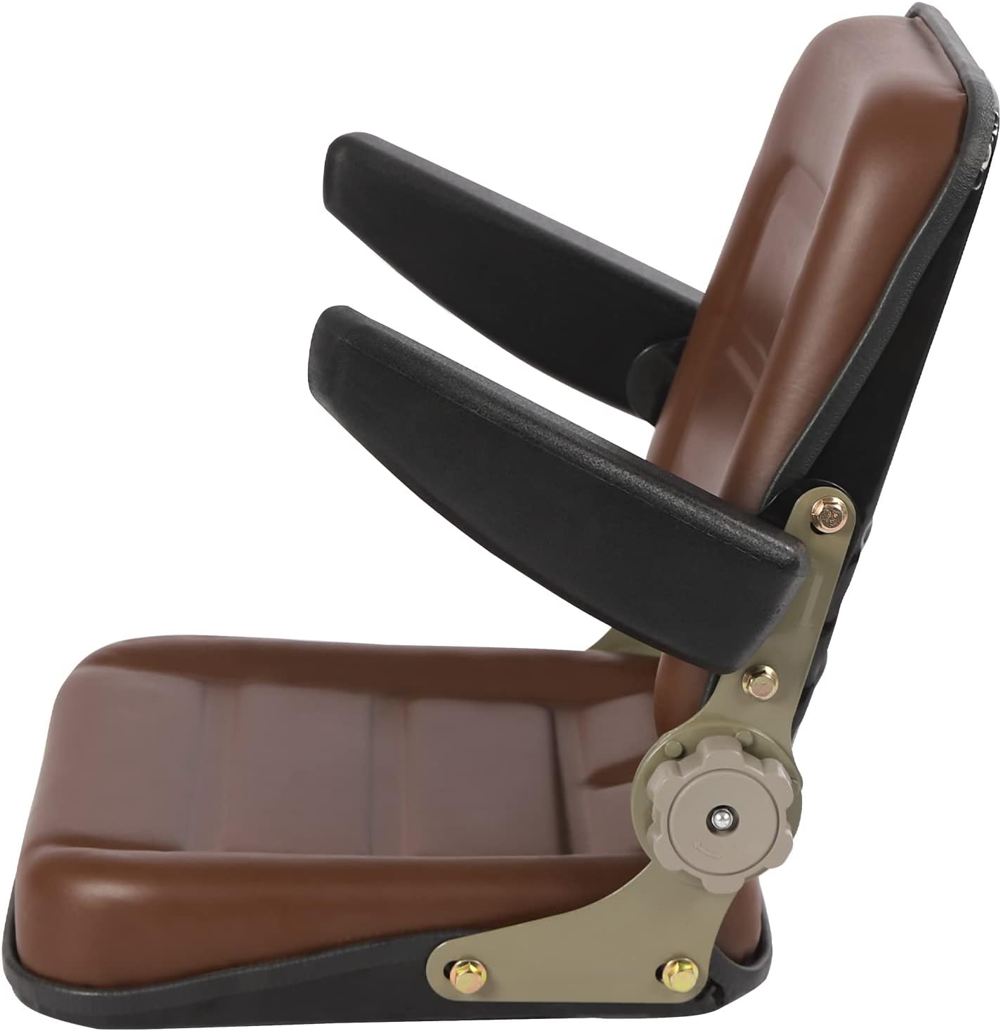 Universal Tractor Seat, Heavy-Duty Adjustable Backrest PU Seat, Fits Forklift, Excavator, Mower & Farm Equipment Brown
