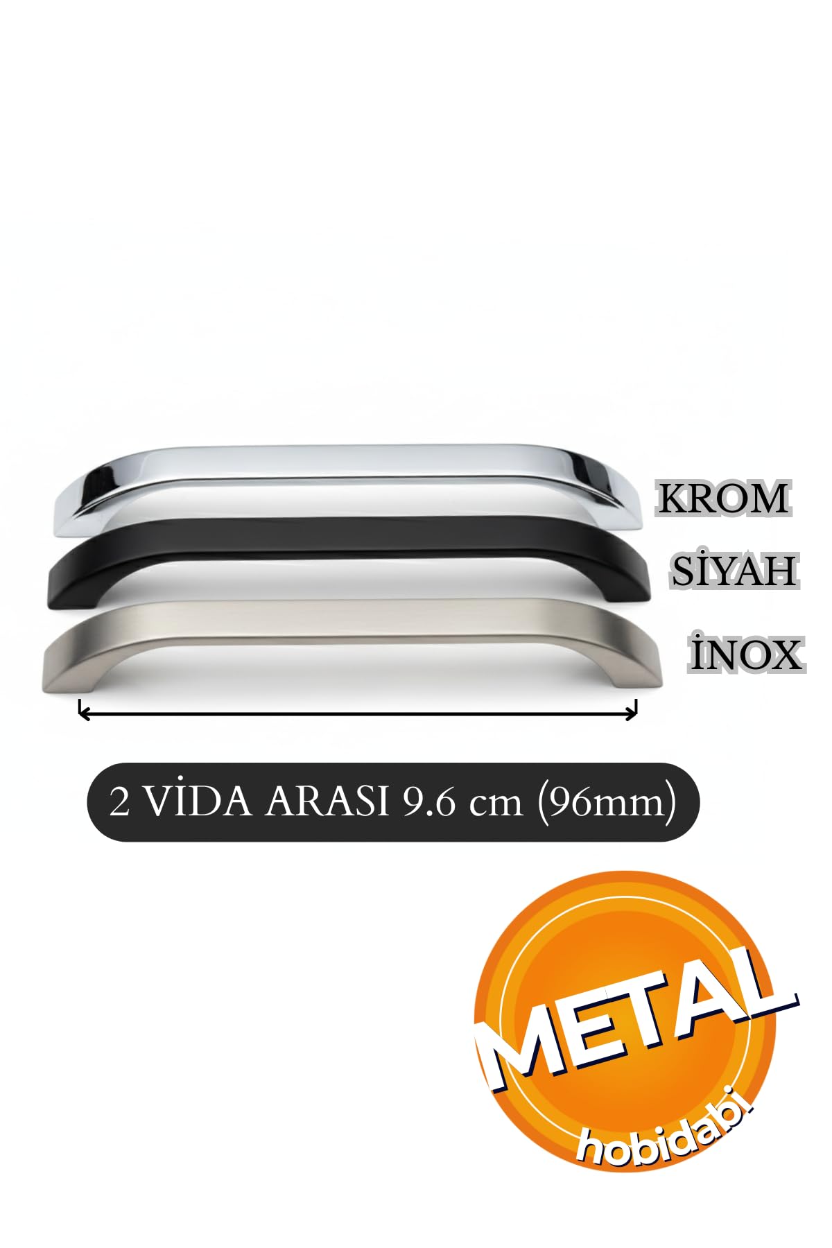 Göksu 10 Adet İnox Metal Mutfak Dolap Kulpları, Çekmece Kapak Kulbu, Mobilya Kulp (96 mm)