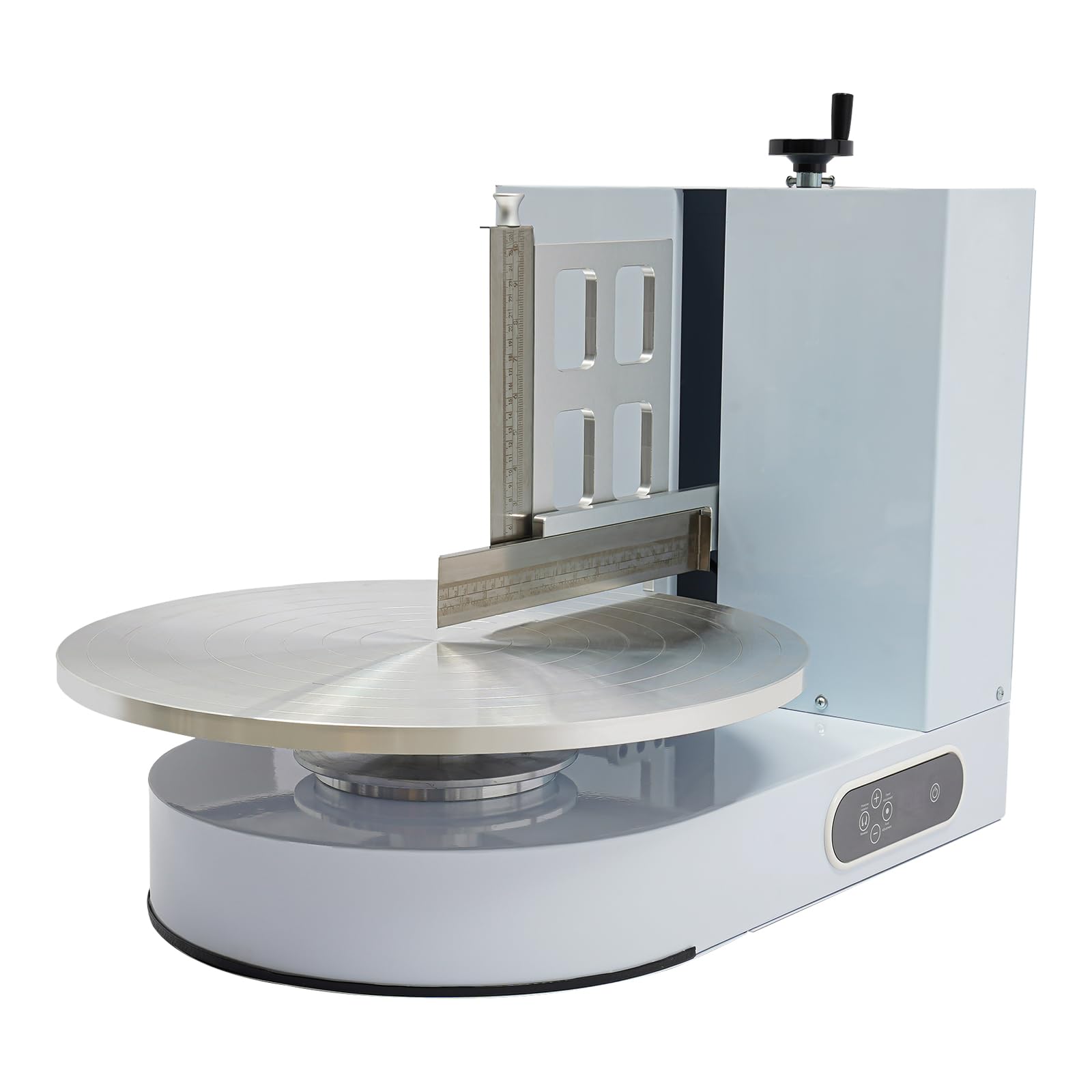Máquina para Decorar Pasteles, de 4 a 16 Pulgadas, para Extender y Cubrir cremas, con espátula Ajustable y Plato Giratorio, Ideal para pastelerías y Tiendas de postres (Blanca).