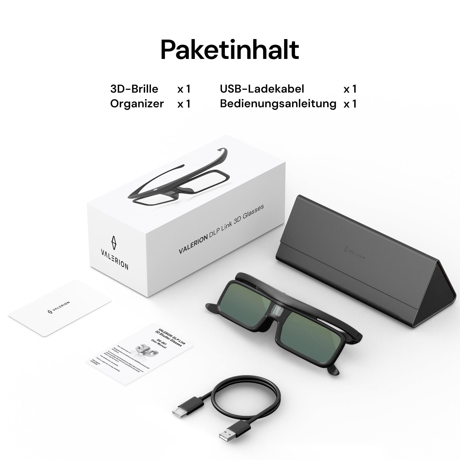 Valerion DLP Link 3D-Brille - Wiederaufladbar Für 3D-Projektoren