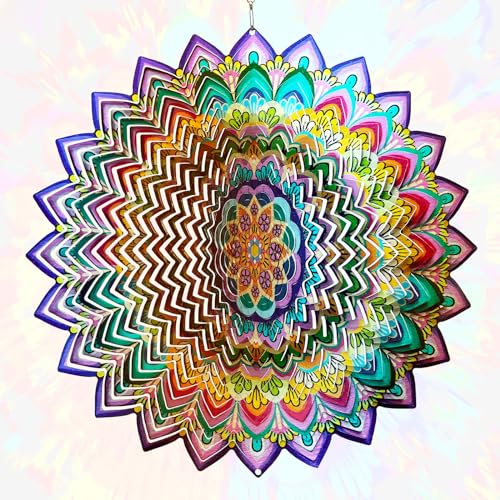 Image of Aoedelyart Wind Spinners Outdoor Mandala Lucky Clover,Wind Spinner Lucky Gifts for Women /Mother /Father /Men,Stainless Steel Kinetic 3D Wind Spinner Outdoor&Indoor Decoration Yard Art Garden Decor