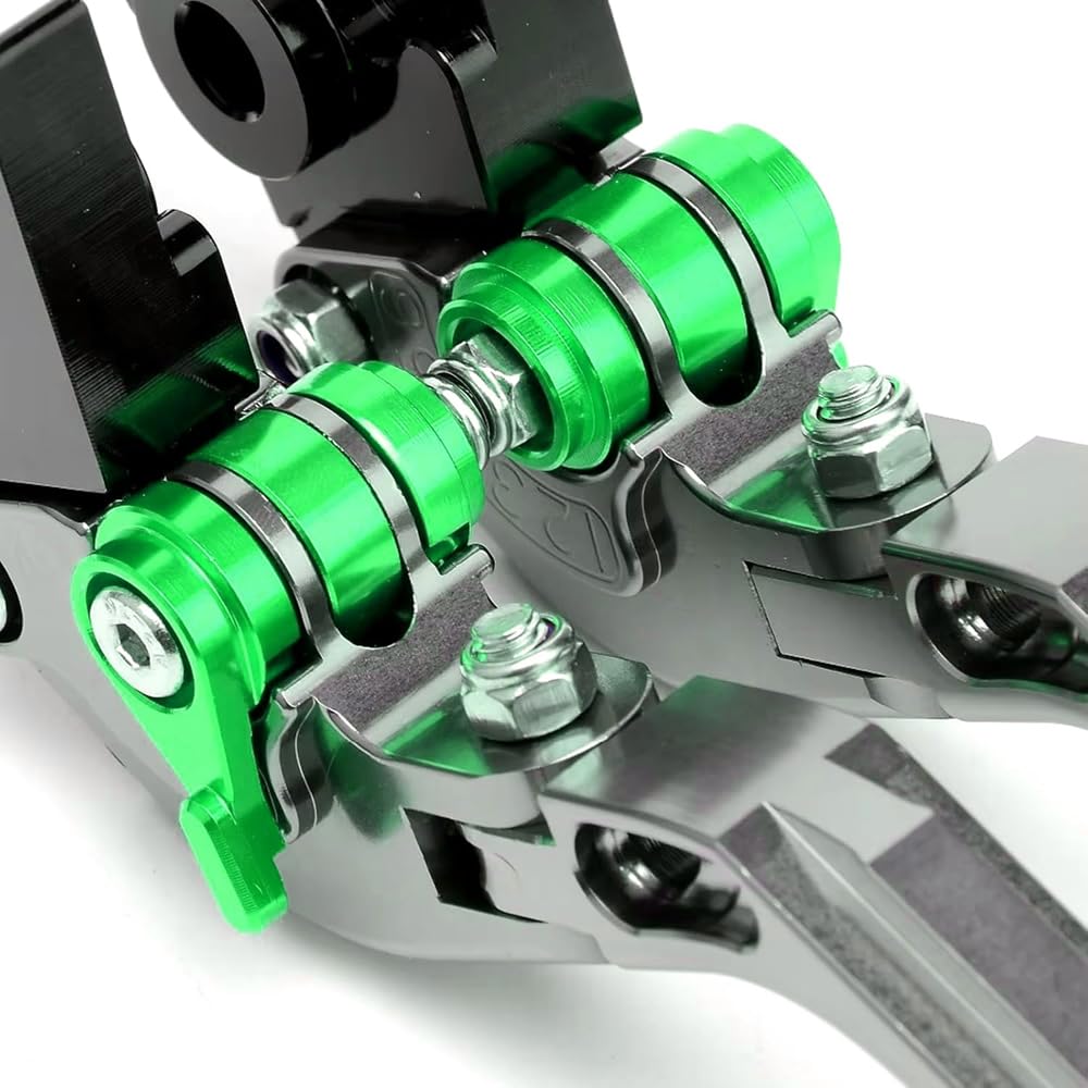 Compatibilidad con Z900 Z 900 2025 Manejo ajustable CNC de motocicleta Palanca de freno Palanca de embrague Manejo plegable extensible z900 (Verde)