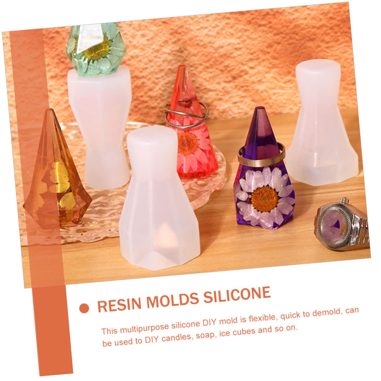 Uonlytech Molde De Silicona Para Soporte De Anillos Moldes Diy Para Velas Y Manualidades Desmoldeo Decoración Para Y Fiestas 4 Piezas X 5
