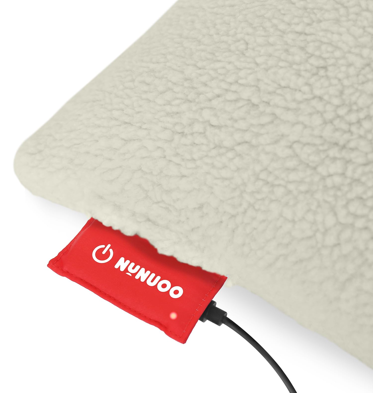 Cuscino riscaldante in lana d'agnello – Tecnologia di riscaldamento a infrarossi – Elementi riscaldanti – con spegnimento automatico – Cuscino invernale – senza fili – ricaricabile tramite USB