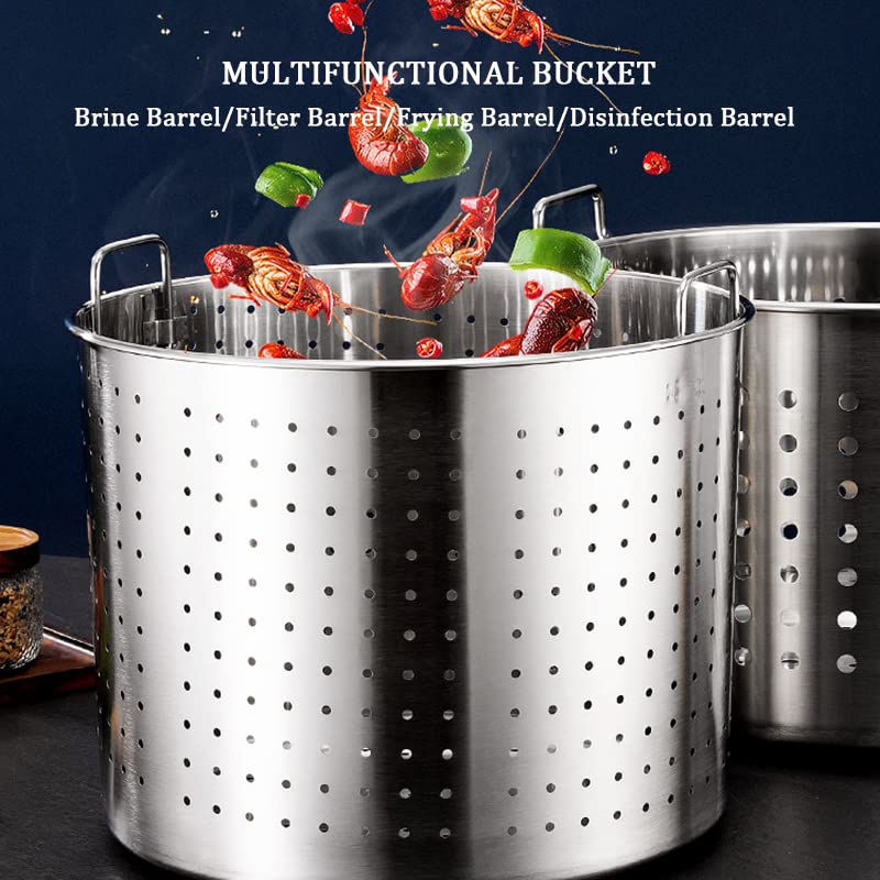 Komercyjny garnek do zupy ze stali nierdzewnej, 27 Qt/45 Qt/63 Qt, wytrzymały garnek do smażenia na raki, owoce morza, indyka, kociołek do zupy, do użytku na zewnątrz, srebrny, 50 l/45