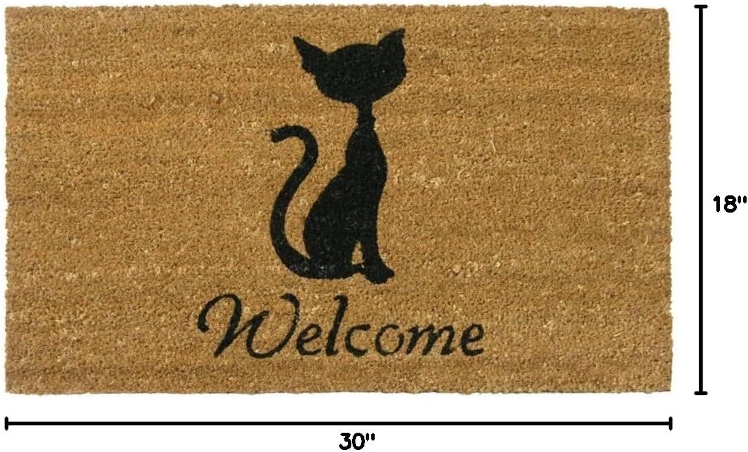 Rubber-Cal Meow Welcome Mats Cat Doormat, 18 x 30-Inch, Brown