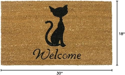 Miniatura 3 de Rubber-Cal Meow Welcome Mats Felpudo para gatos, 18 x 30 pulgadas, color marrón