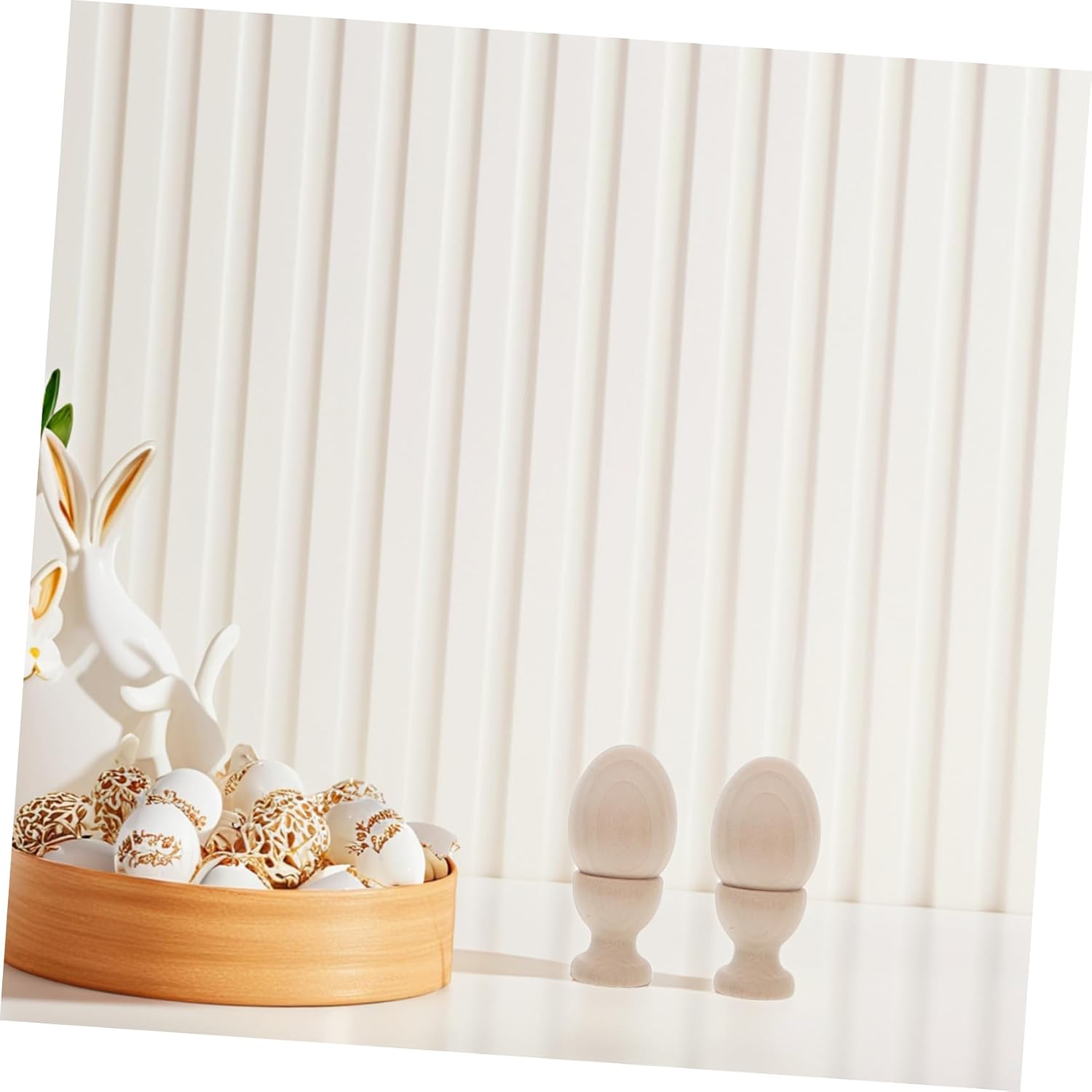 1set Diy Wooden Egg Holders for Boy Girl Natural Wood Egg Pedestal Fun Easter Decor for Family Activities Includes Creative Supporters for Boiled and Easter