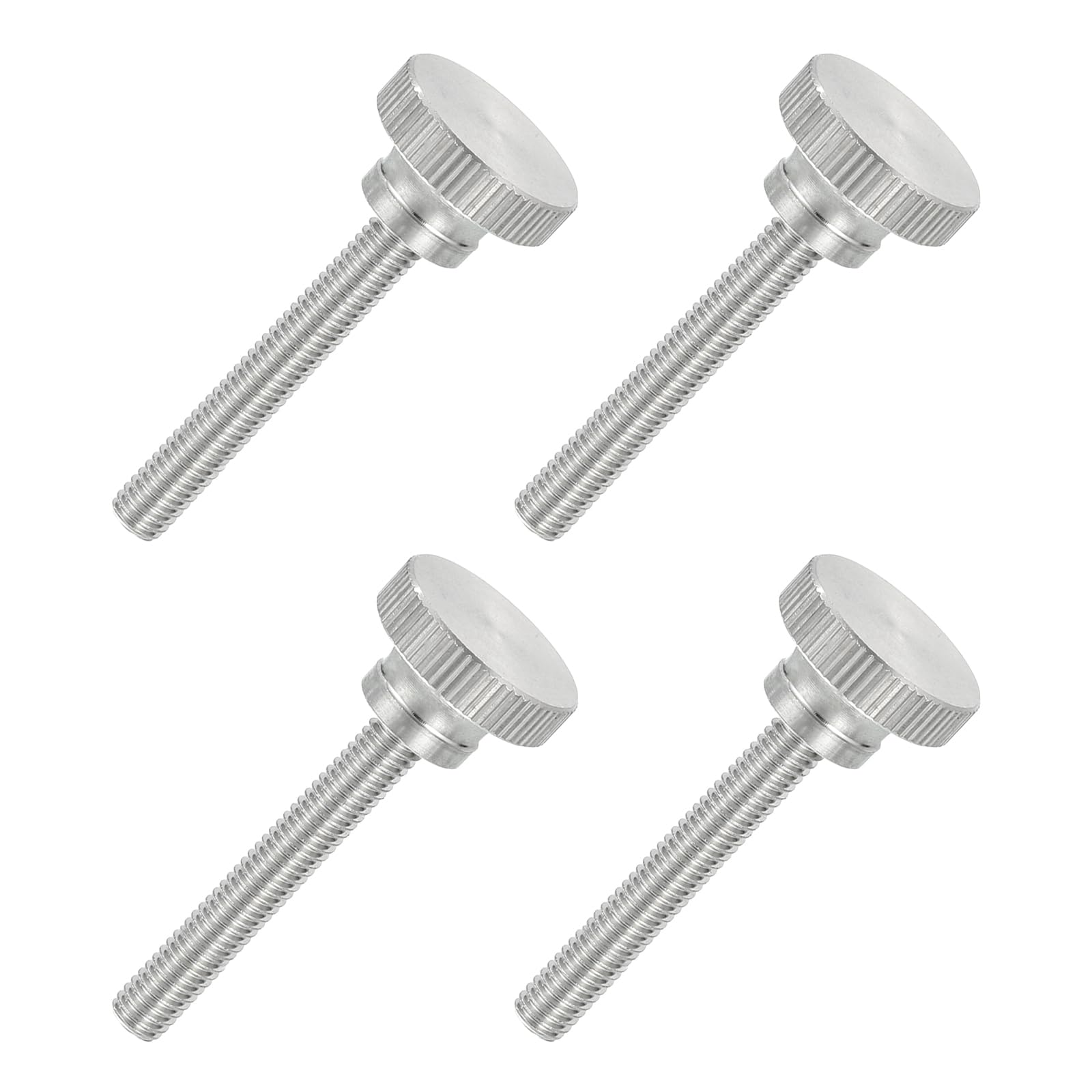 sourcing map 4 PCS M6 x 40mm Flat Knurled Head Thumb Screws,304 Stainless Steel Fully Threaded Thumbscrew Bolts Fasteners for Lighting Household Appliances Electronic Equipment