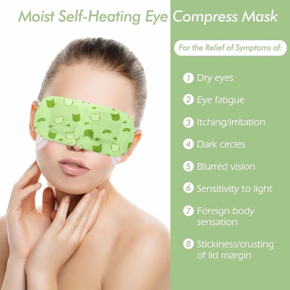 A SIGMA PATELS Heated Eye Mask 16 Pcs, Self Warming Steam Eye Compress for Tired Eyes, Under Eye Care & Relaxation, Disposable Portable Personal Care Mask 2