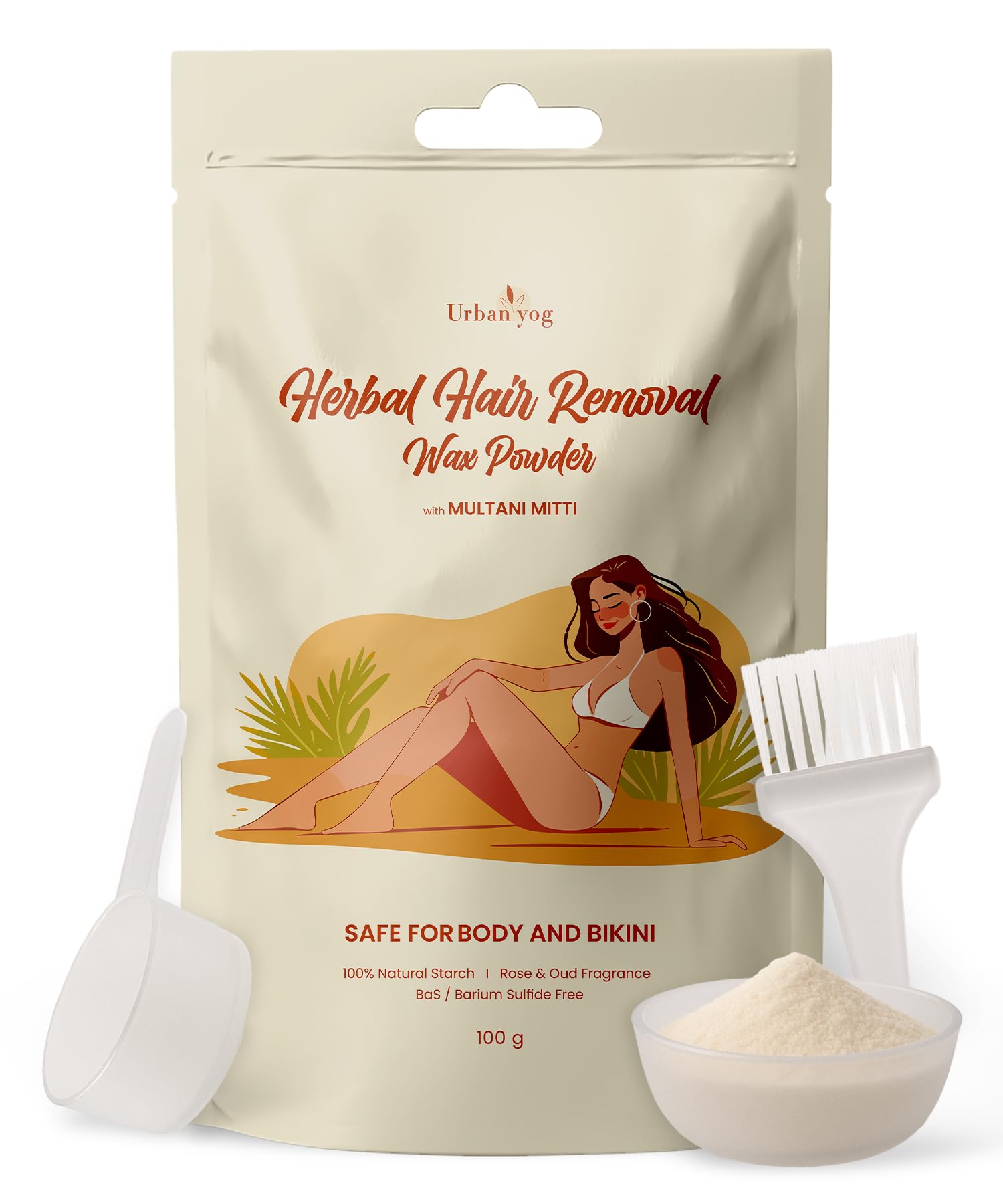 Urban Yog Herbal Hair Removal Wax Powder for Women (100 g) | Safe for Hand, Legs, Body & Bikini | Multani Mitti & Natural Starch Wax Powder | Barium Sulfide-Free, Sulphate-Free, Paraben-Free | Rose & Oud Fragrance-image-32