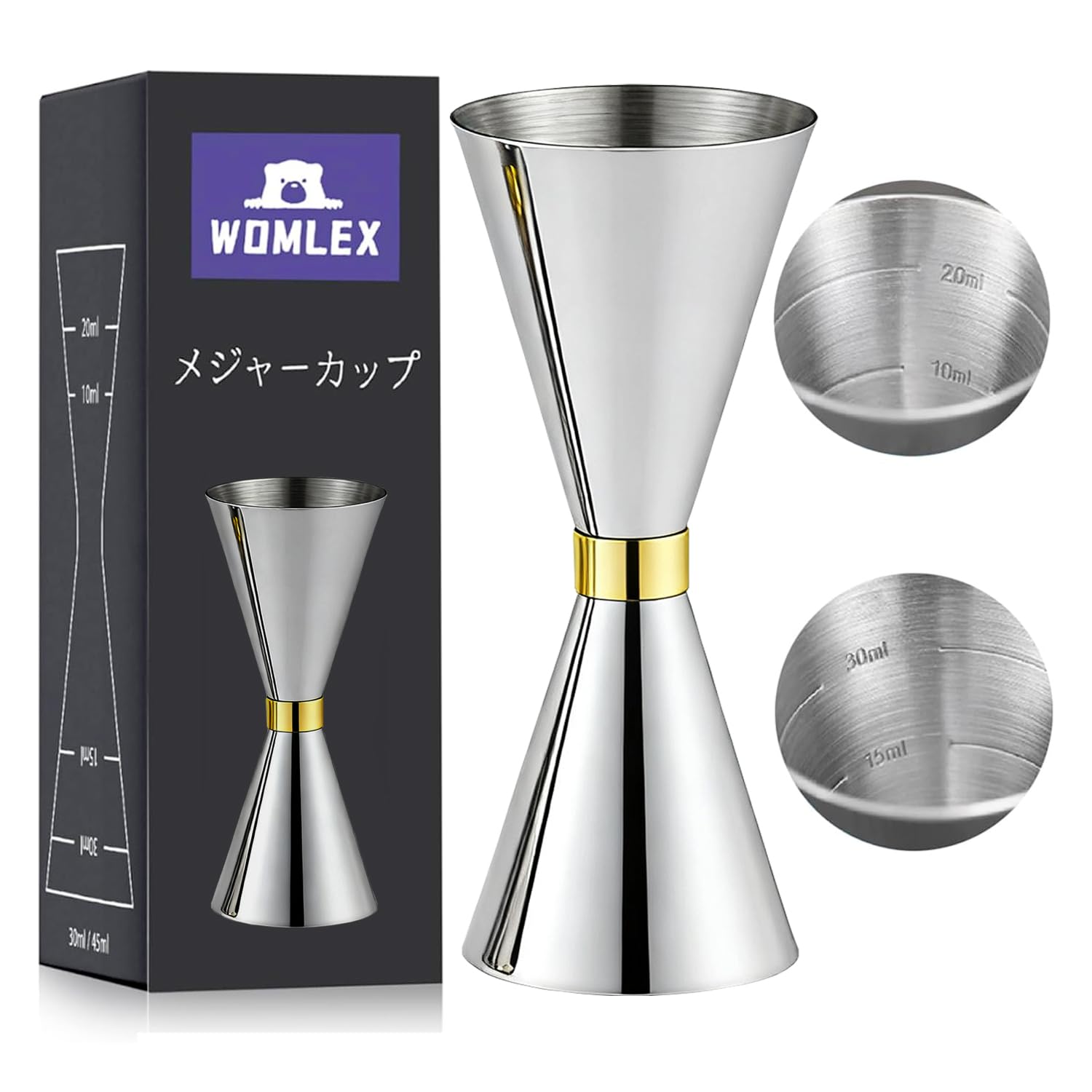 カクテル計量器 ステンレス製 Amazon | WOMLEX メジャーカップ 計量カップ ジガーカップ 目盛り付き