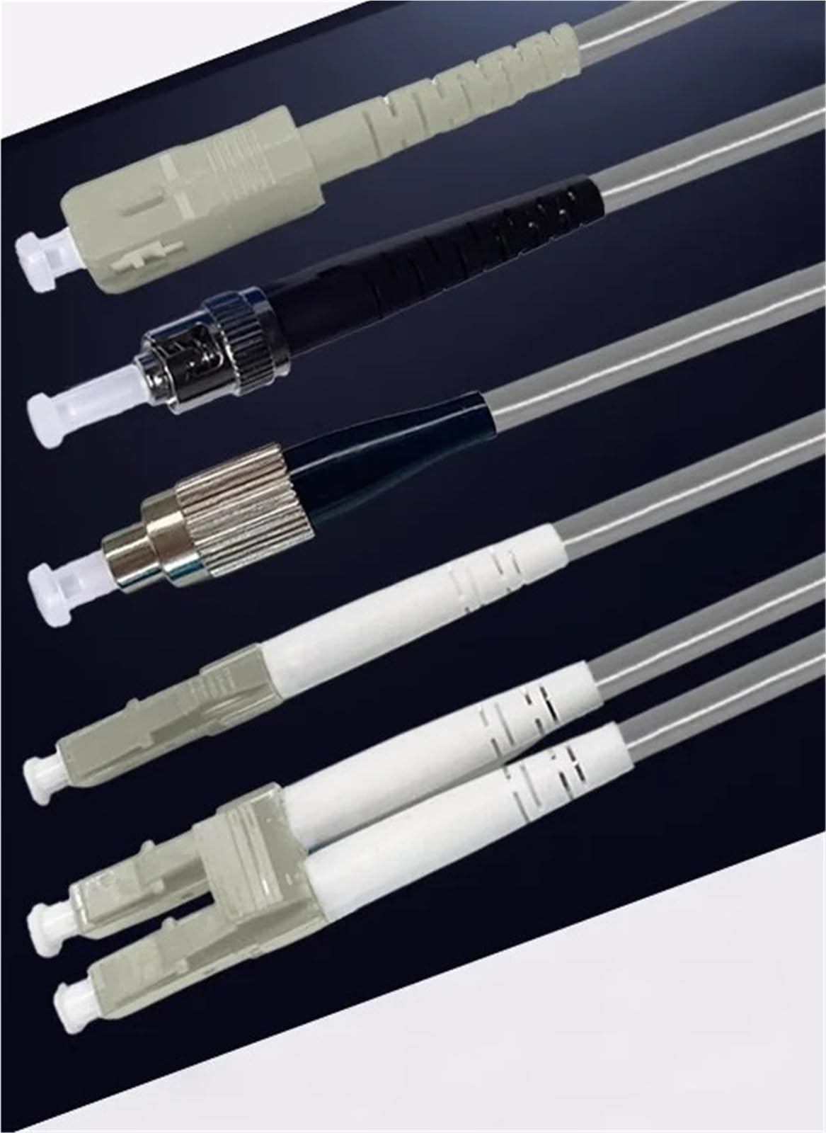 Câble à fibre optique blindé en PVC multimode OM1 62,5/125 Simplex/Duplex à 2 cœurs - Connecteurs LC FC-SC-ST - 10 m à 50 m (SC 2 fils, 20 m)
