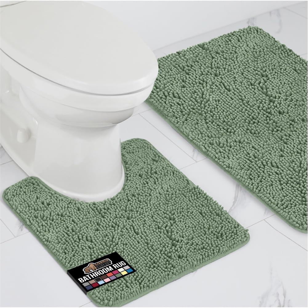 GORILLA GRIP Bathroom Rug Sets, Soft Chenille 2 Piece Area Rugs Set, Toilet Base Mat and 30x20 Carpet, Absorbent Microfiber Washable Mats Dry Quickly,