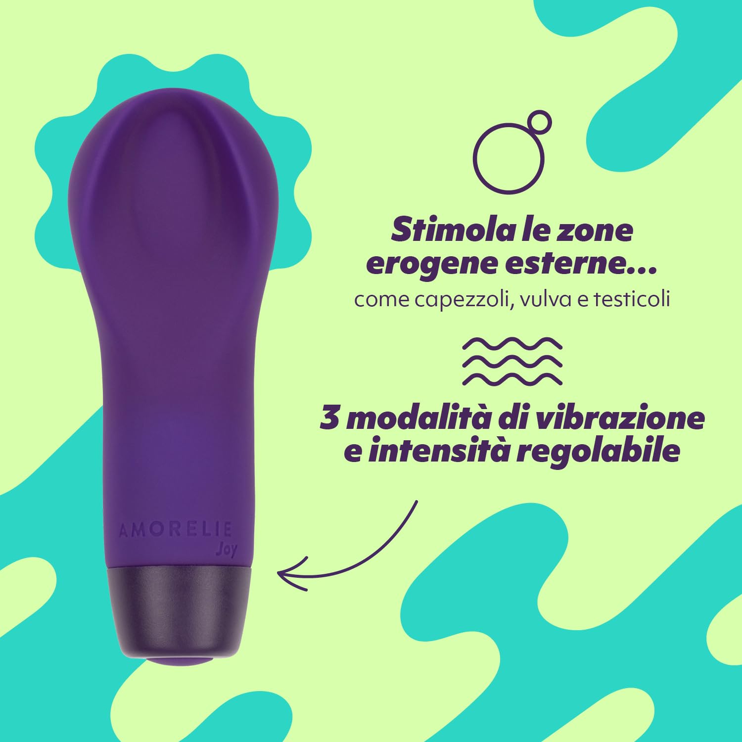 AMORELIE Joy - Vibratore Groove da donna, impermeabile, ricaricabile, viola