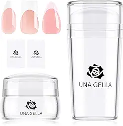 Una Gella Carimbo de ferramenta de ponta francesa, kit de carimbo de manicure de unhas francesas de dois tamanhos para amêndoa/quadrado/caixão dedos dos pés e dedos fácil faça você mesmo arte de unhas