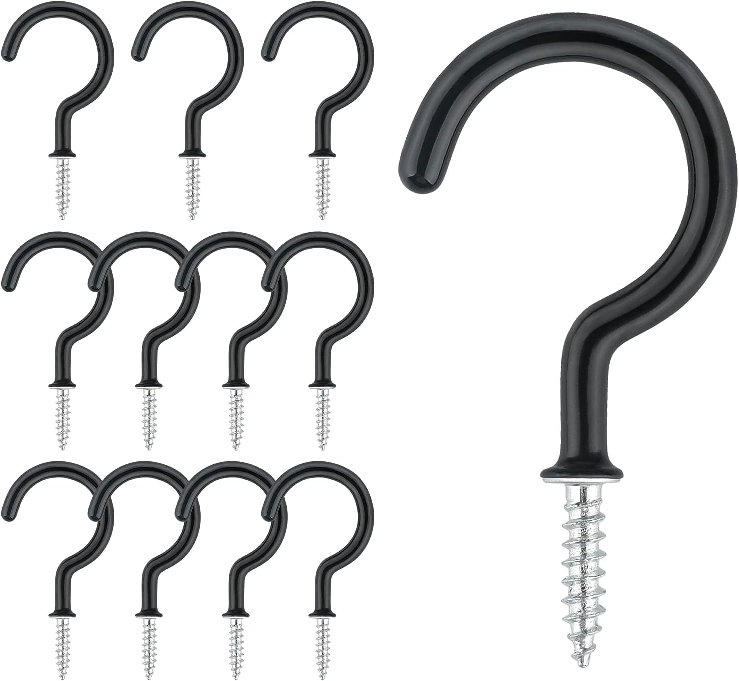 12 Pcs 2 Inch Black Mug Cup Hooks Screwin Eye Hooks Plastic Coated