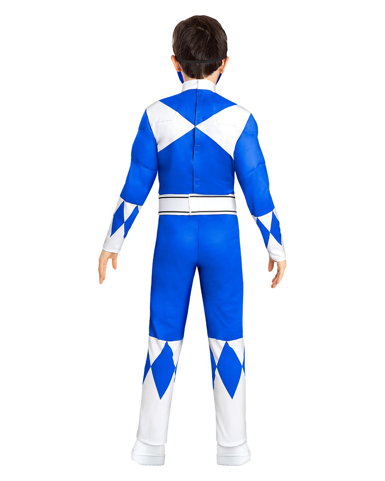 Funidelia Offizielles Blauer Power Ranger Kostüm für Kinder, enthält Overall, Gürtel und Halbmaske, Superhelden - Outfit für Kinder für Partys, Karneval und Halloween
