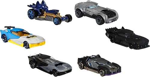 Hot Wheels Paquete de 6 autos de personajes de Batman inspirados en varios personajes de la franquicia Batman detalles auténticos regalo para niños