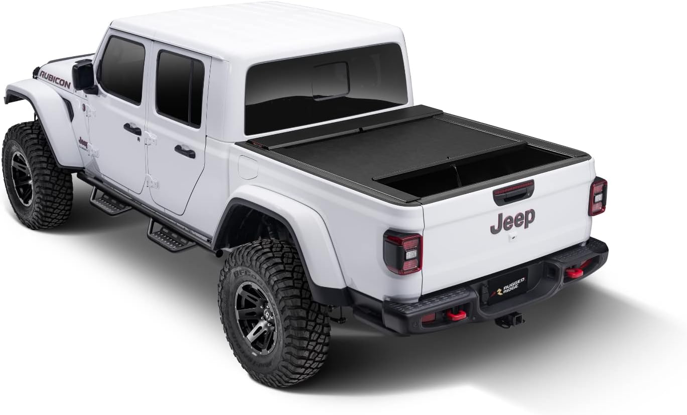 Rugged Ridge Armis Retractable Tonneau Cover w/ Max Track for Jeep Gladiator JT | Weather Resistant, Full Bed Access | 13550.36 | Fits 2020-2025 Jeep Gladiator JT w/o Trail Rails