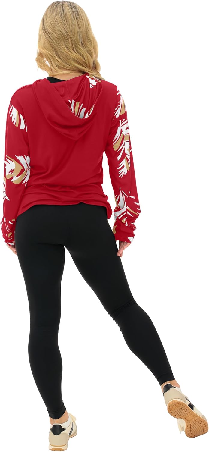 Zubaz NFL Teams Women's Lightweight Hoodie (XS - 3XL) - Vibrant Team Graphic Designs - Image 3