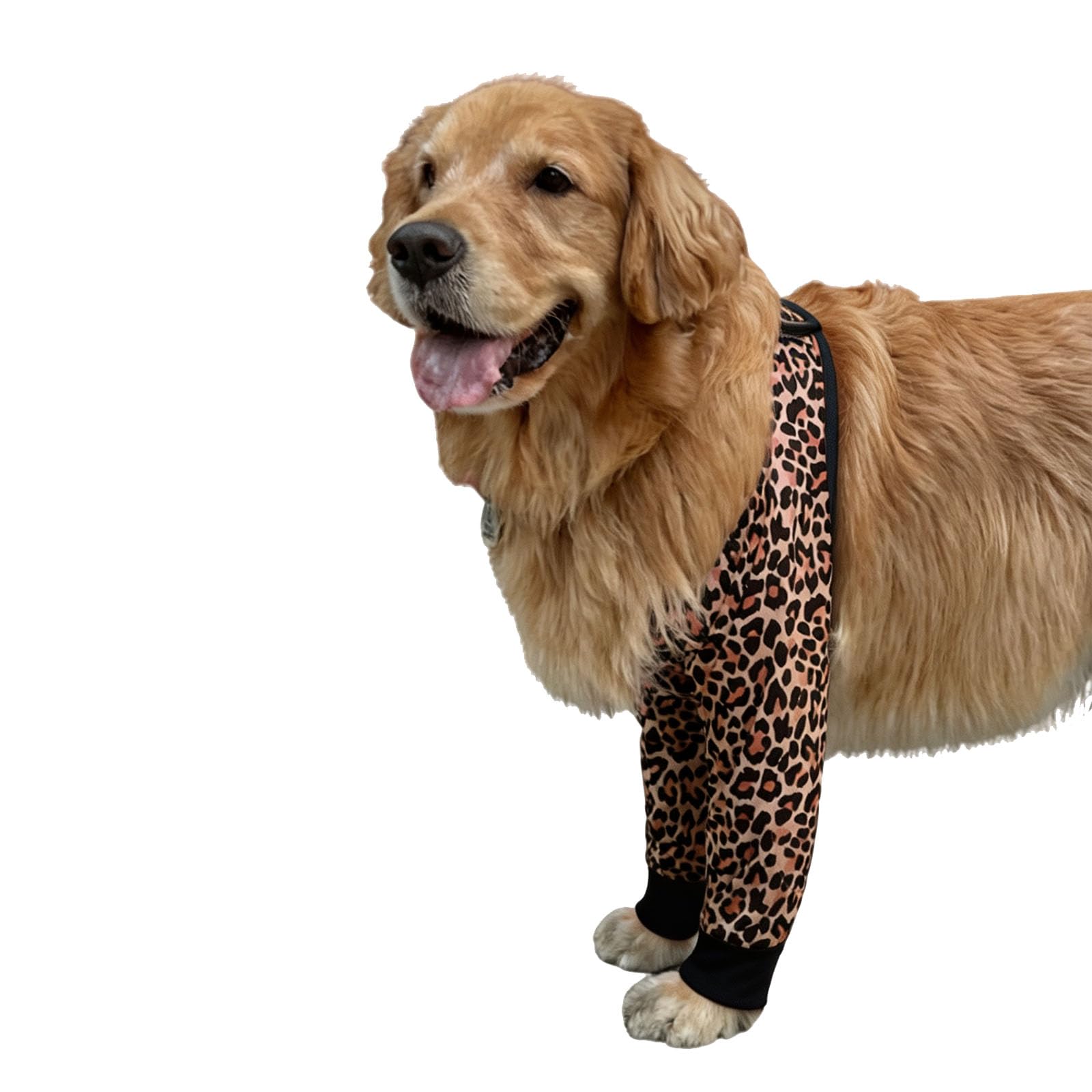 HDKUW Dog Elbow Protector for Calluses, Dog Joint Recovery Sleeve for Prevent Licking Wound, Elbow Sleeves with Mesh Pad for Medium Large Dogs (Brown Leopard, 2XL)