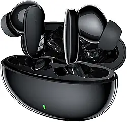 Fone De Ouvido Sem Fio Bluetooth 5.3 Compatível Todos Celulares Com Microfone e Redução de Ruído Wireless Academia Corrida Musicas Graves Potentes Controle Touch, Até 40 horas de bateria, Preto-J214