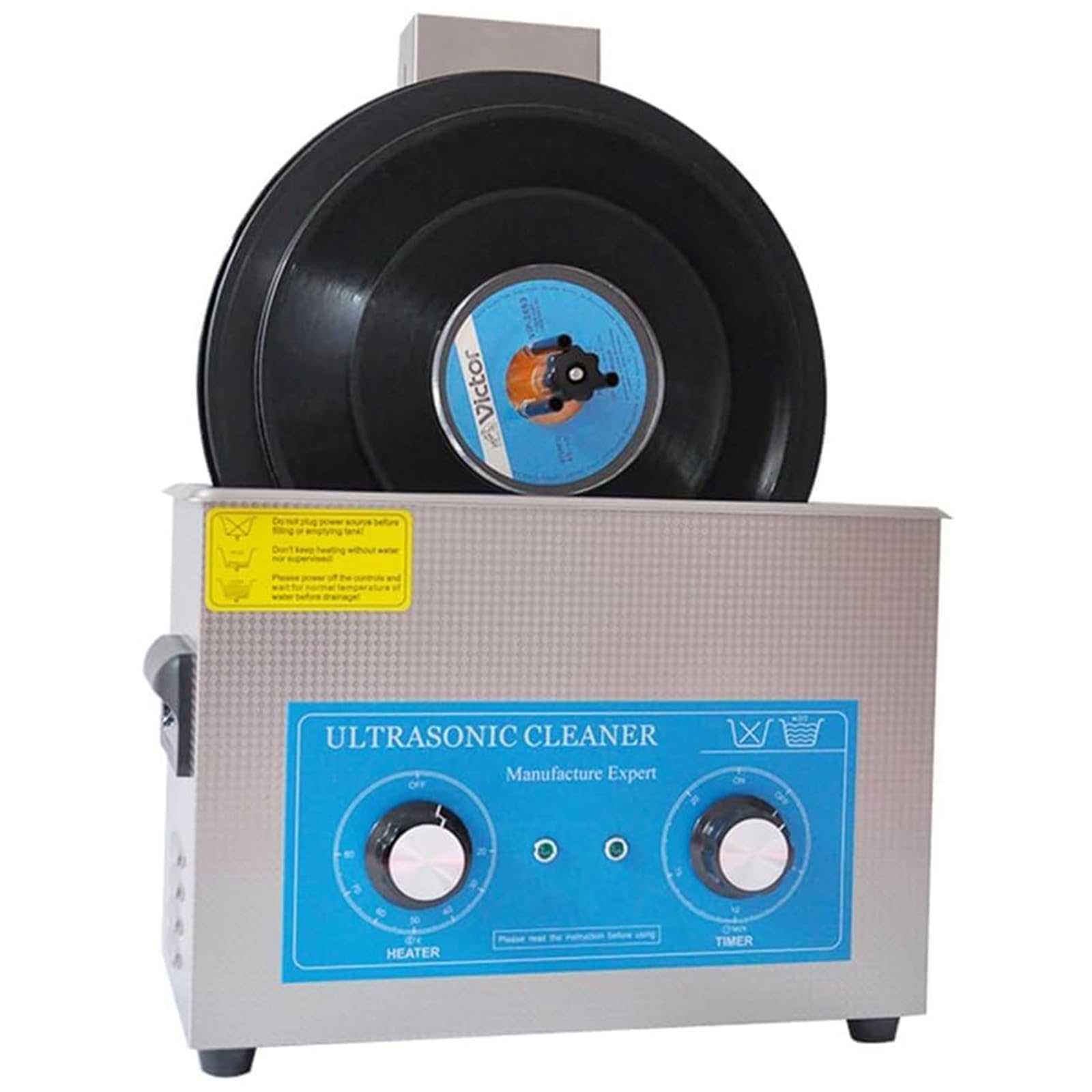 Pulitore per Dischi in Vinile Ad Ultrasuoni, Cavitatore Sonico Professionale da 3,2 Litri, Pulizia A Vibrazione A Doppia Frequenza, Timer da 1-30 Minuti E Controllo della Temperatura