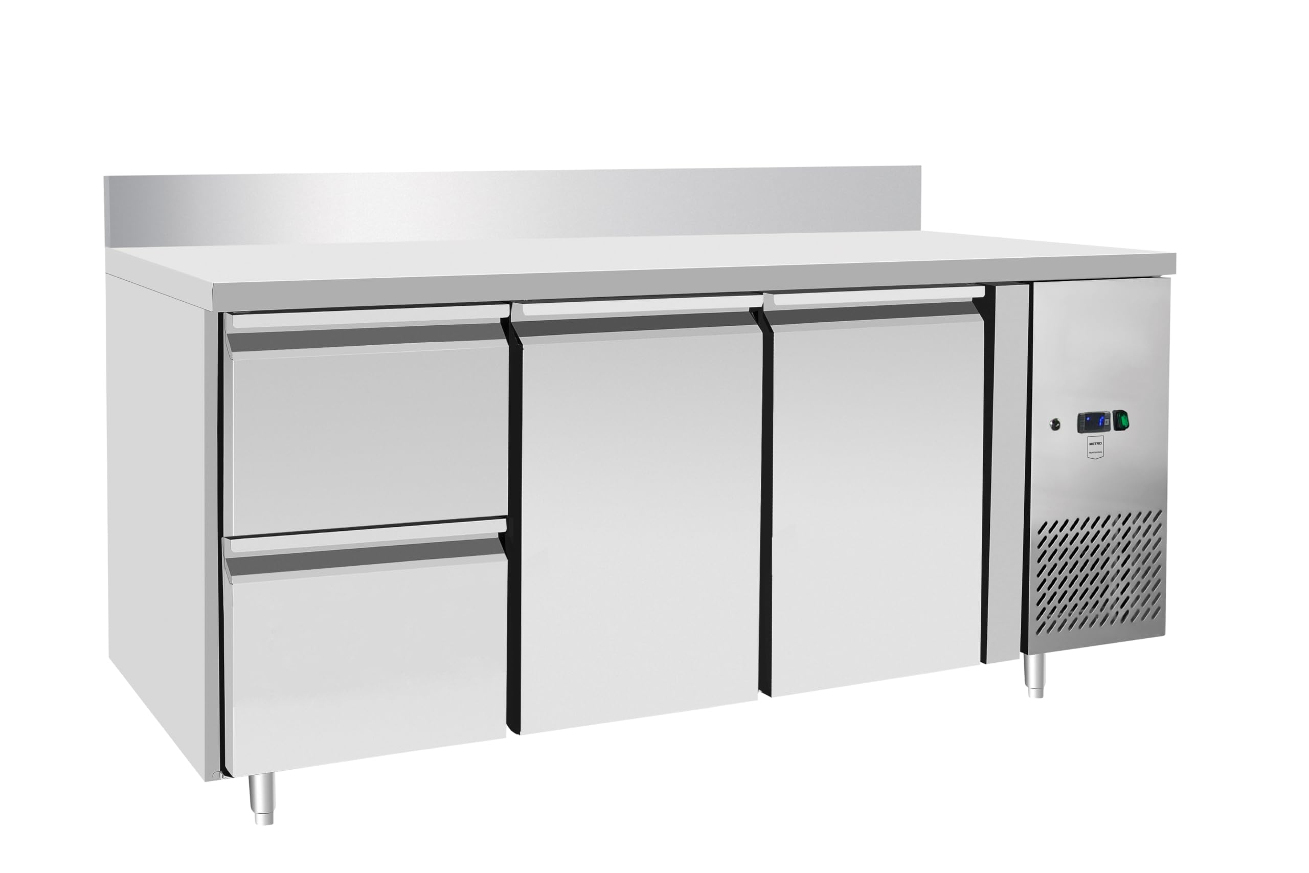 METRO Professional Table réfrigérée GCC31002D-BS, acier inoxydable, 179.5 x 70 x 85 cm, 225 L, refroidissement par air, argenté