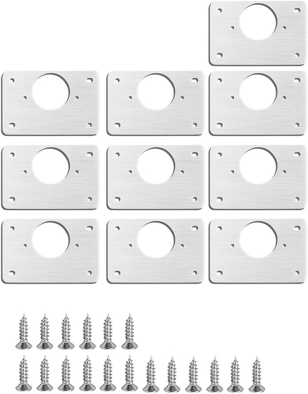 VNE 2/4/10Pcs Hinge Repair Plate Cabinet Hinge Repair Stainless Steel Hinge Furniture Hardware Door Mounting Fixing Plate with Screw (Color : 10pcsA)