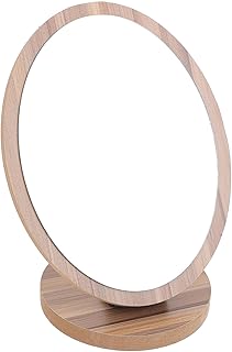 Wooden Makeup Mirror 21x16cm Oval Portable De...
