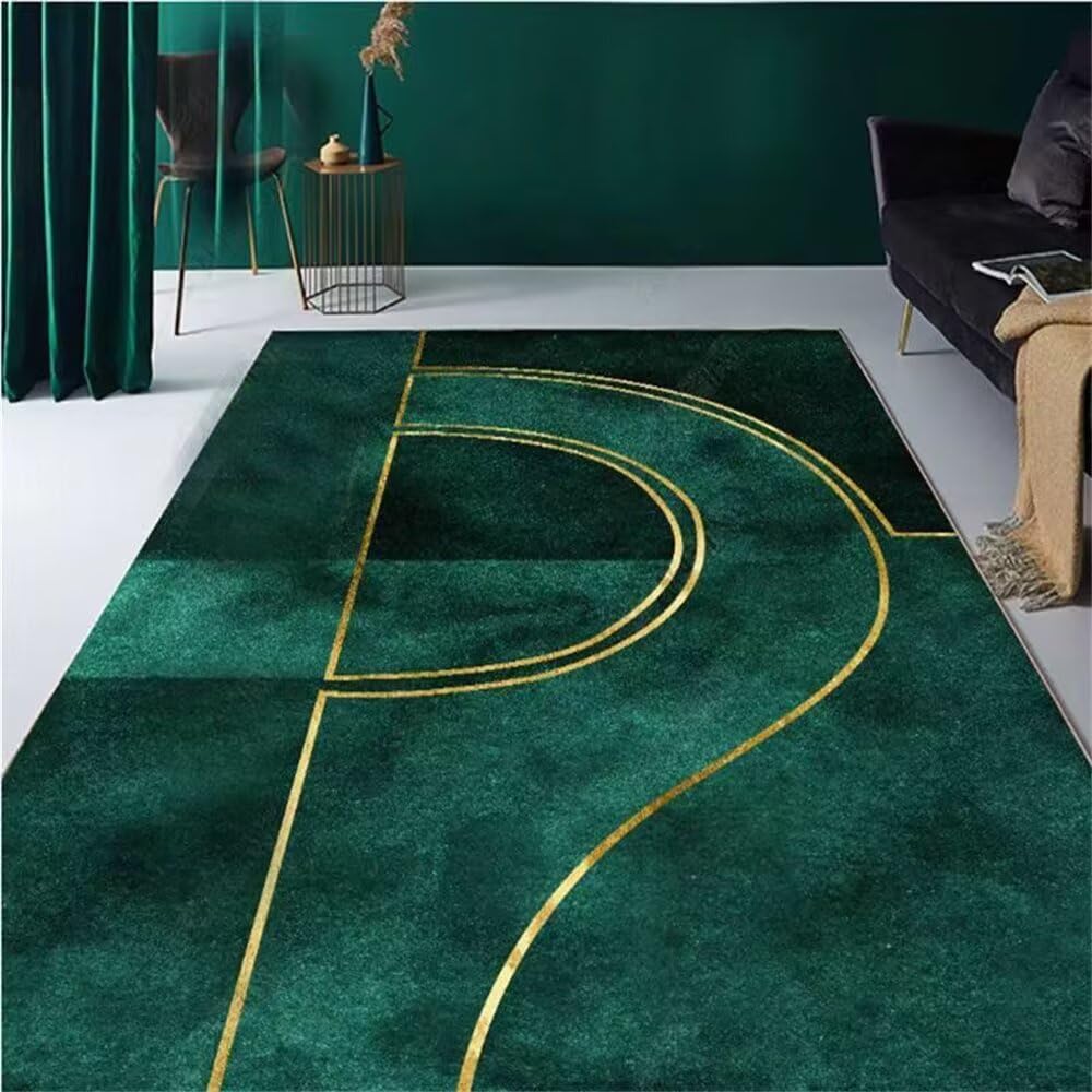 Tapis antidérapant enfant garçon 70x140 vert rayé décoration intérieur salon