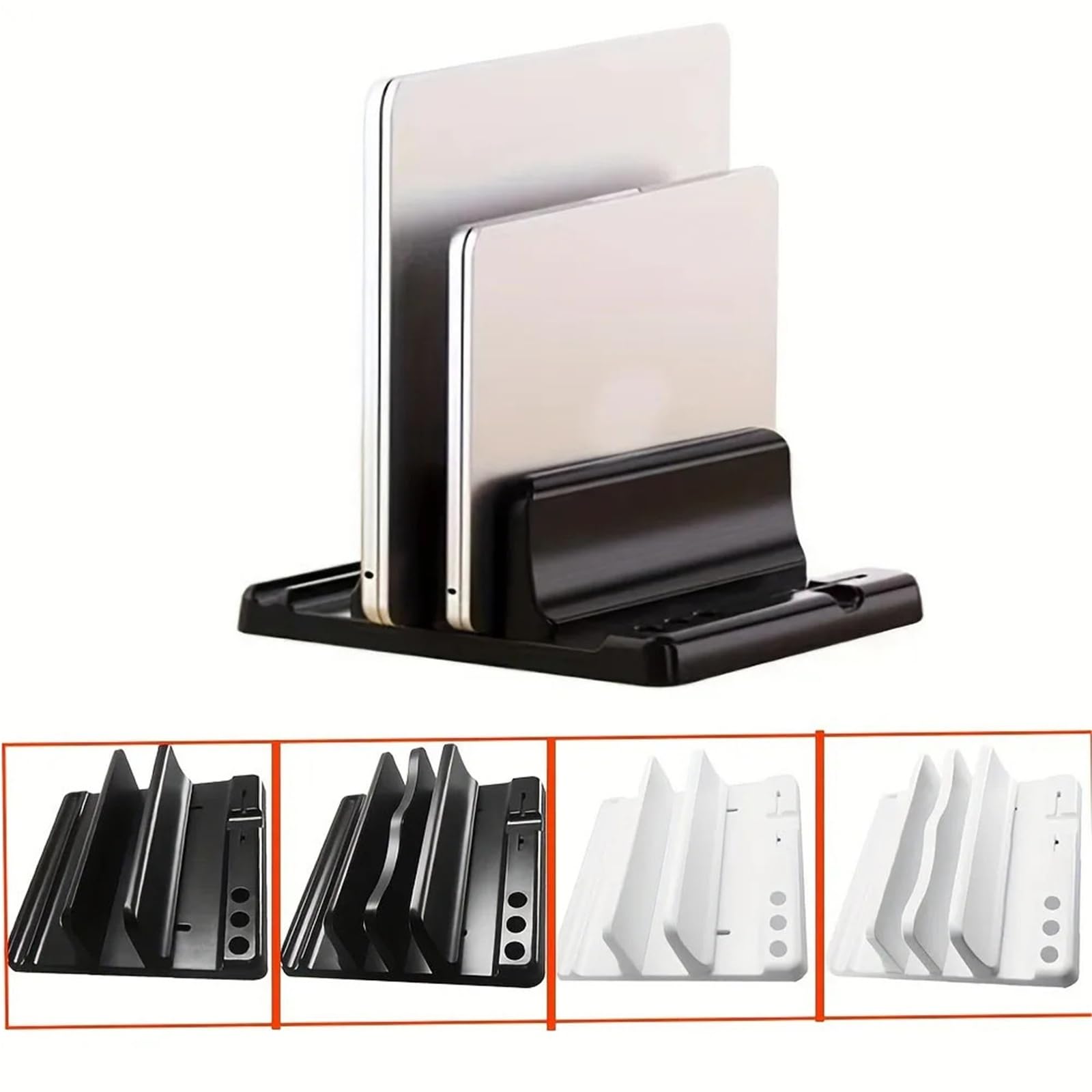 Laptop Ständer Vertikal Multifunktionaler, Verstellbarer Dual-Slot-Schreibtisch-Organizer for Ablets-Telefone, platzsparender Halter for das Home Office