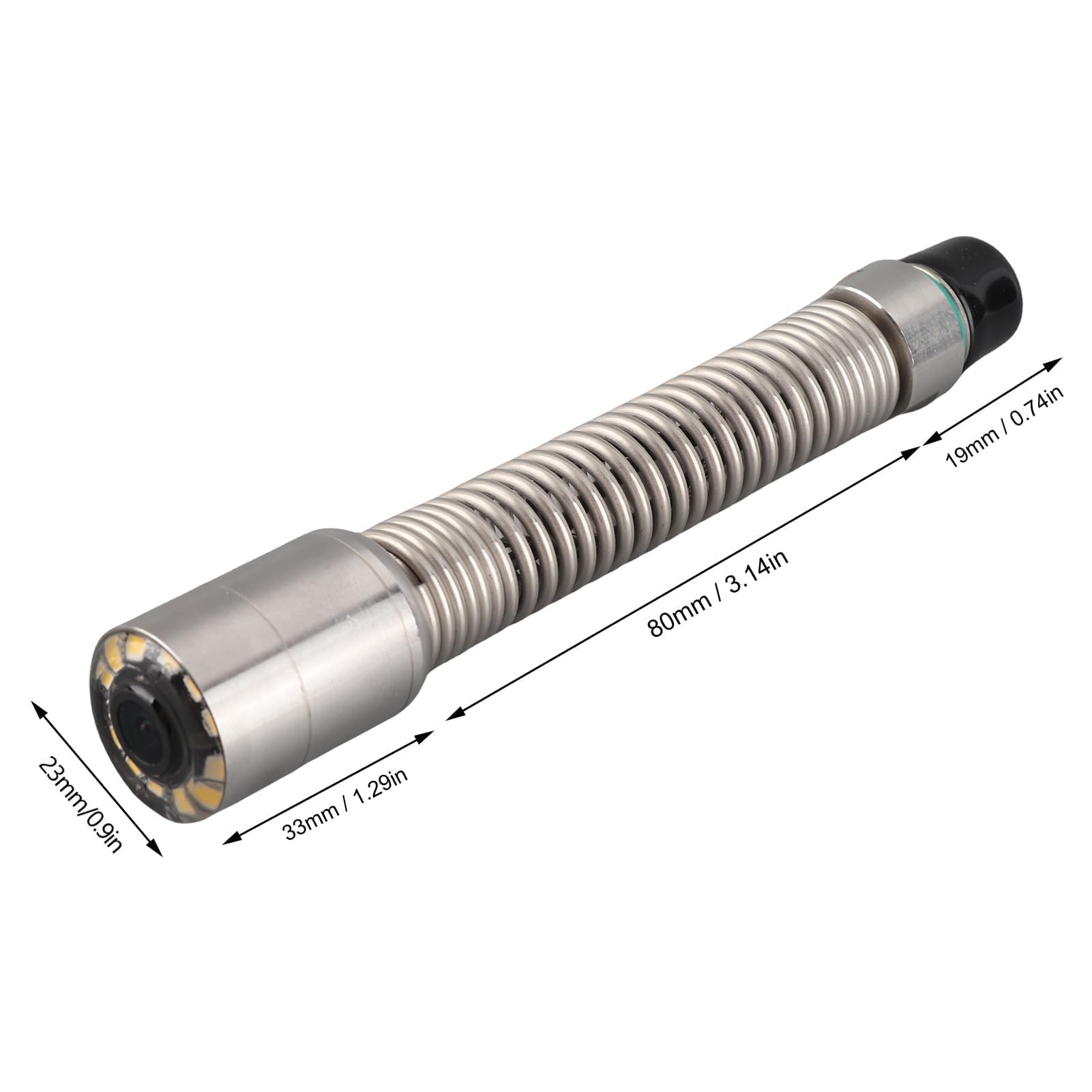 Headerbs Cámara de Inspección de Alcantarillado de 23 Mm Cabezal IP68 Endoscopio de Tubería Endoscopio de la Cámara Accesorio con 12 LED Ajustables
