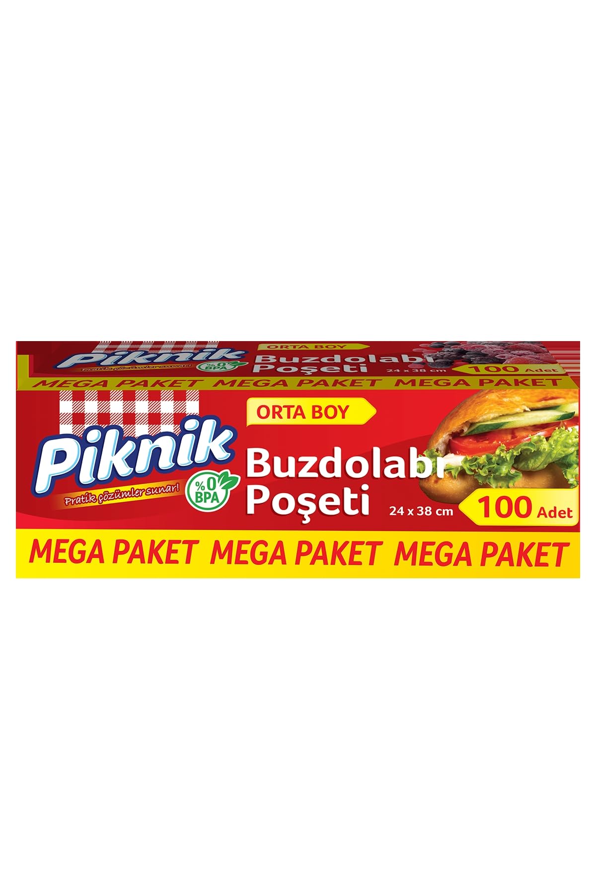 Piknik Gıda Ambalaj Buzdolabı Poşeti Orta-Mega 100'lü 1536